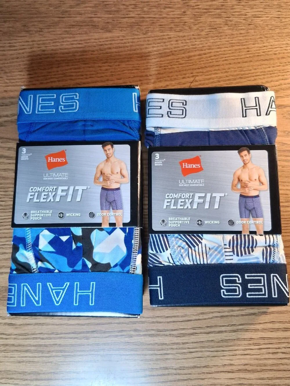 Hanes Boxer Briefs Large 2 packs of 3 Comfort Flex Fit Tagless Underwear
